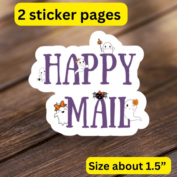 2 sticker pages happy mail Halloween ghost stickers - Picture 1 of 2